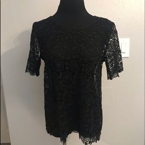 Johnny was lover lace crochet floral tunic top